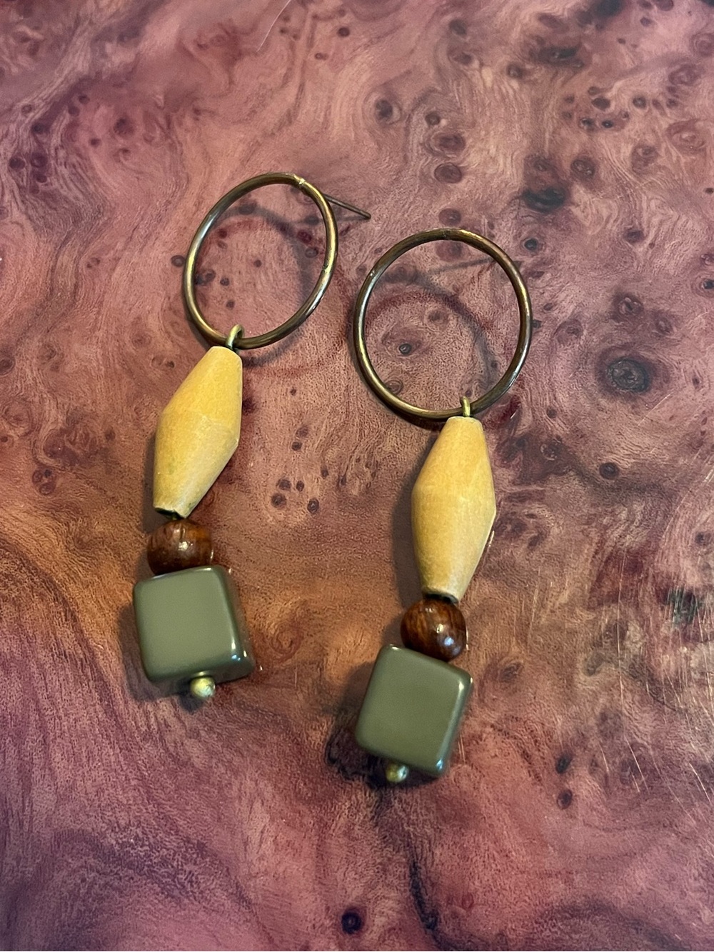 Green and Yellow Bead Hoop Earrings from Nice Things Paloma S